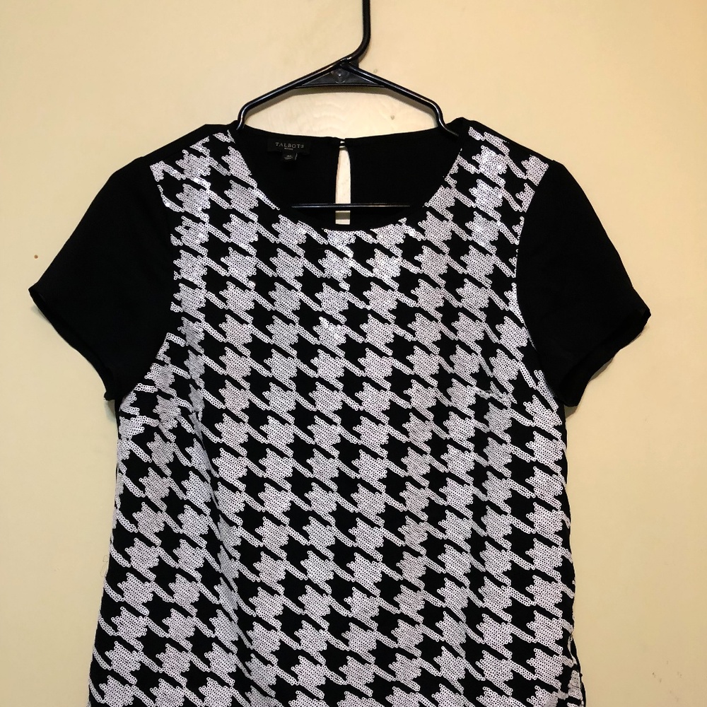 Talbots Petites black and white blouse size 4P
